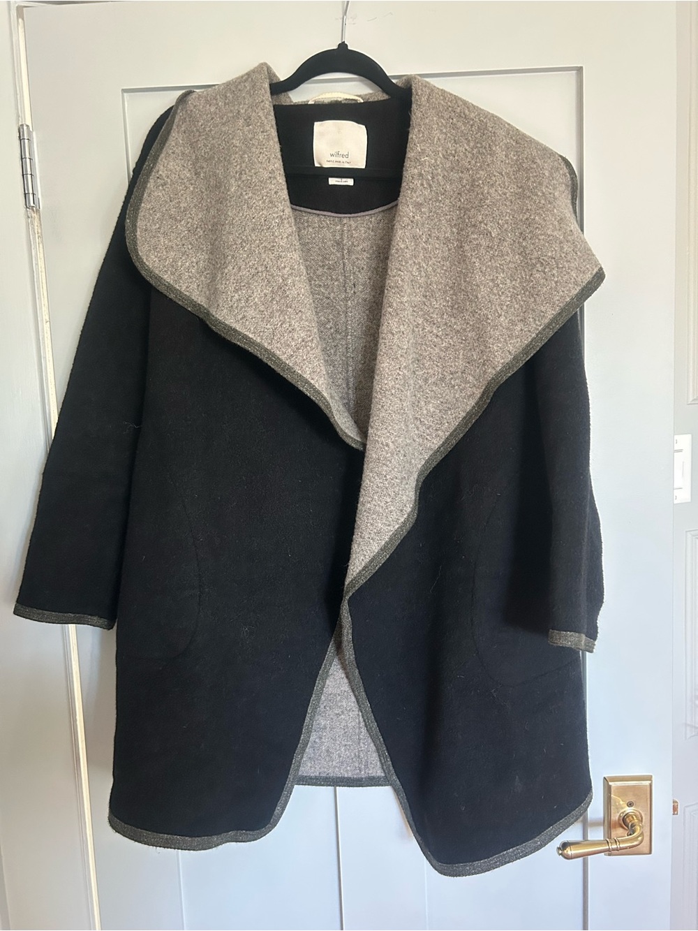 Wilfred Aritzia Italian Wool Draped Waterfall Coat Jacket Size Small